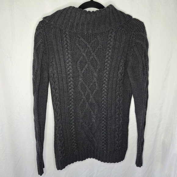Eddie Bauer Shawl Collar Cable Knit Sweater Women's Small Gray Preppy Heritage - Picture 5 of 13